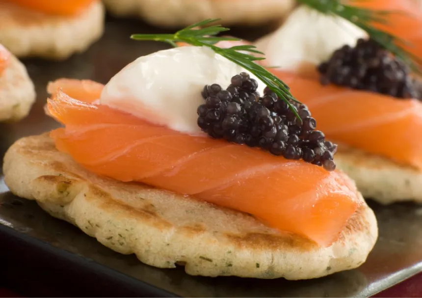 Smoked Salmon and Caviar Blinis